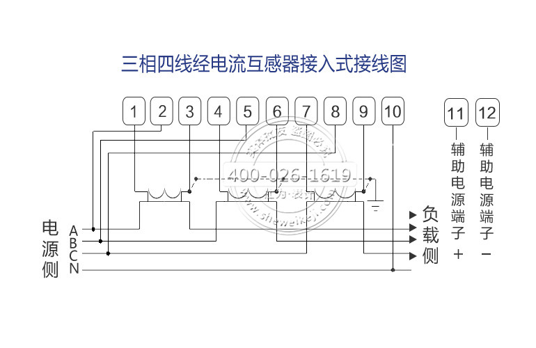 三相四线电表接线图——经电流互感器接入式